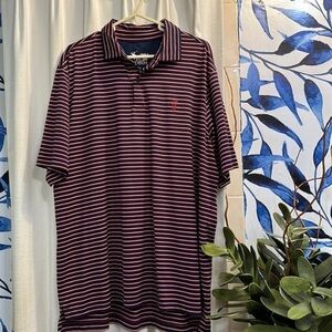 Men’s FG Tech Red White & Blue Striped Polyester & Spandex Golf Polo Size XL